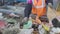 Sorting of garbage on the conveyor of the waste recycling plant, Russia