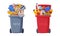 Sorting Garbage with Dustbin Full of Recycle Trash Vector Set