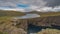 Sorvagsvatn lake on cliffs of Vagar island sliding time lapse, Faroe Islands
