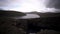 Sorvagsvatn lake over the cliffs of Vagar island establishing shot, sliding camera