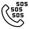 Sos call safety icon outline vector. Phone bell