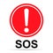 SOS help shadow icon, safety support alert design, save vector illustration