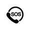 SOS icon. Emergency phone contact service on isolated white background. EPS 10 vector