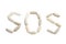 SOS inscription isolated on the white background.
