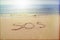 SOS inscription in the sand on the seashore