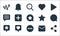 sosmed line icons. linear set. quality vector line set such as share, more, star message, email, favourite, chat box, star, love,