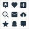 sosmed line icons. linear set. quality vector line set such as speech bubble, notification, star, upload, email, search, add, love