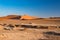 Sossusvlei Namibia, travel destination in Africa. Sand Dunes and clay salt pan with acacia trees, Namib Naukluft National Park, Na