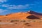 Sossusvlei Namibia, travel destination in Africa. Sand Dunes and clay salt pan with acacia trees, Namib Naukluft National Park, Na