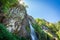 Sotillo waterfall in Sanabria with sunstar over the rocks