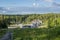 Sotkamo, Finland - July 27 2015: View to Vuokatti slopes from Vuokatinvaara hill in summer