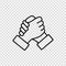 Soul brother handshake thumb clasp homie line icon on a transparent background