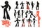 Soul dance clipart collection. Set of soul, funk or disco dancers isolated on white background