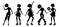 Soul Party Time. Dancers of soul silhouette funk or disco.People in 1980s, eighties style clothes dancing disco, cartoon vector il