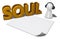 Soul tag, blank white paper sheet and pawn with headphones