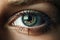 Soulful close-up of a young woman& x27;s eye in deep