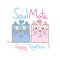 Soulmate happy together square cat cute tshirt