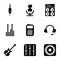Sound accompaniment icons set, simple style