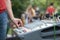 Sound control engineer at outdoor music performance