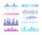 Sound effects vector color illustrations set. Soundwaves and voice vibration visualization. Audio player equalizer