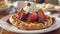 With the sound of gentle lapping waves in the background the group indulges in decadent Belgian waffles topped with