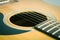 Sound Hole and Acoustic Guitar String in Crosswise View in Vintage Tone