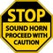 Sound Horn Proceed with Caution Sign On White Background