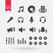 Sound icons set vector. Music signs on white background. Audio elements for design. Vector flat design.