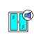 Sound-isolating window color line icon. Pictogram for web page, mobile app, promo