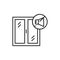 Sound-isolating window color line icon. Pictogram for web page, mobile app, promo. Editable stroke