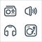 Sound line icons. linear set. quality vector line set such as dj mixer, headphones, volume