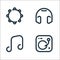 Sound line icons. linear set. quality vector line set such as dj mixer, music note, headphones