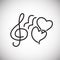 Sound of lovers heart thin line on white background