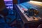 Sound mixing board in studio