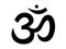 Sound ohm. Main black symbol of sacred mantra pure sound yoga and spirituality religious.