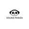 Sound panda app logo. Music playback application emblem. Soundtrack record studio icon. Audio headset, headphones sign