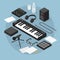 Sound Production Isometric Illustration