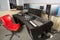 Sound production studio with mixer