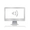 Sound volume icon inside blank screen computer monitor with reflection minimalist modern icon vector illustration