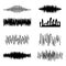 Sound wave icon set. Compare audio and stereo, tune. Black and white vector illustration isolated on white background