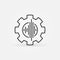 Sound wave inside Cog Wheel vector concept line icon