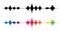 Sound wave. Silhouette and rainbow colours waveform. Frequency amplifier illustration. Audio, diagram. Wave background or