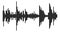Sound wave. Voice vibration record isolated element, black music track, stereo signal abstract form, stereo signal