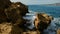 The sound of waves crashing against the rocks in the Mediterranean Sea off the coast of Cyprus.