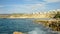 The sound of waves crashing against the rocks in the Mediterranean Sea off the coast of Cyprus.