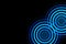 Sound waves oscillating blue with circle spin, abstract background