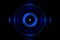 Sound waves oscillating blue light with circle spin abstract background