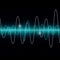 Sound waves oscillating glow light on dark background. Abstract technology vector illustration