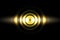 Sound waves oscillating gold light with circle spin abstract background