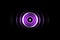 Sound waves oscillating purple light with circle spin abstract background